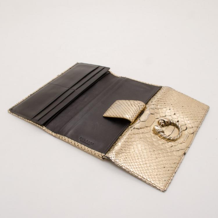Pre Owned Bvlgari Gold Python Wallet 