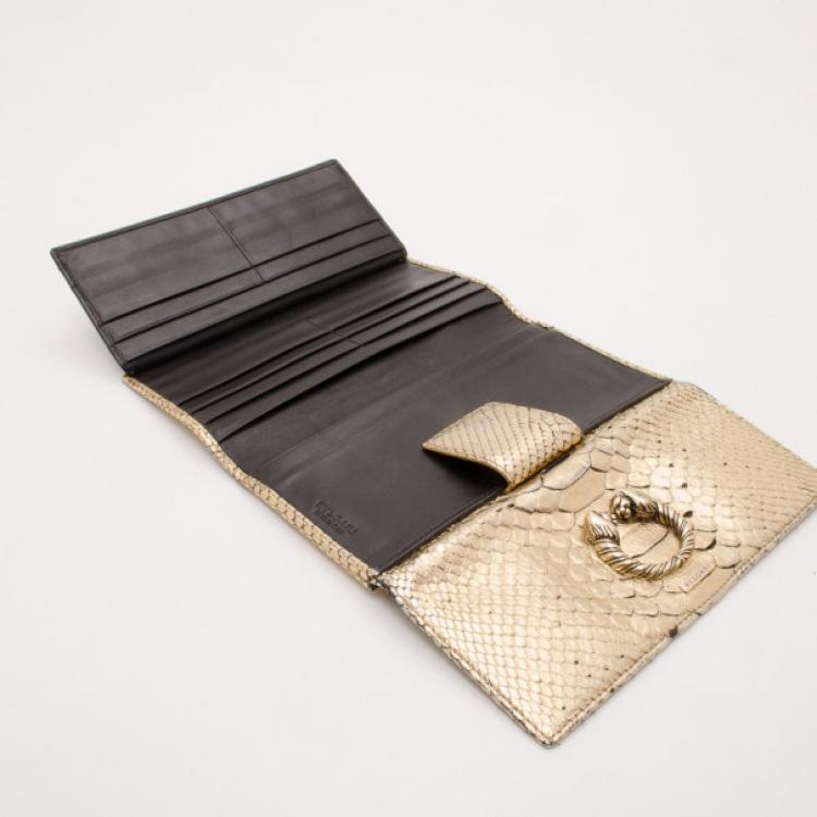 Pre Owned Bvlgari Gold Python Wallet 