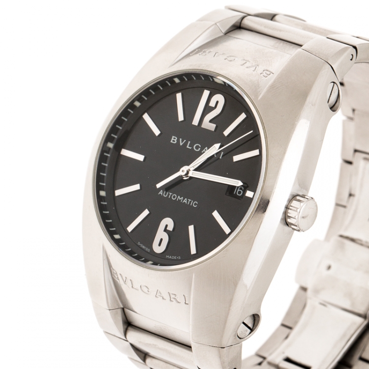 Bvlgari Black Stainless Steel Ergon EG40S Men's Wristwatch 40 mm
