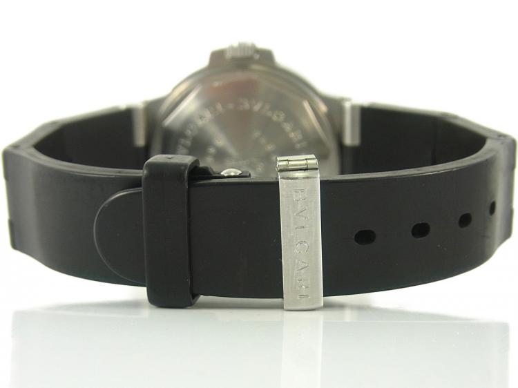 Pre Owned Bvlgari Black Stainless Steel Diagono Scuba Chronometer 200m Date SD38S Men's Wristwatch 38MM