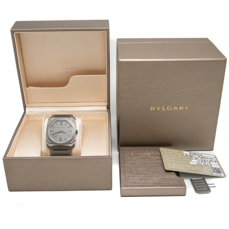 Pre Owned Bvlgari Titanium Octo Finissimo Extra Thin Automatic Men's Watch 40MM