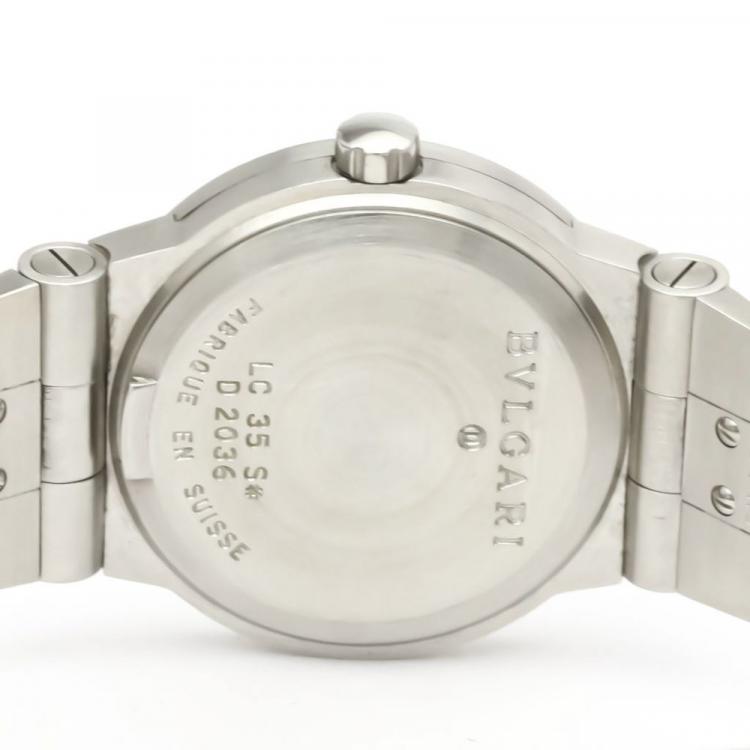مملوكة مسبقًا Bvlgari Black Stainless Steel LC 35 S Diagono Automatic Men's Wristwatch 35 mm