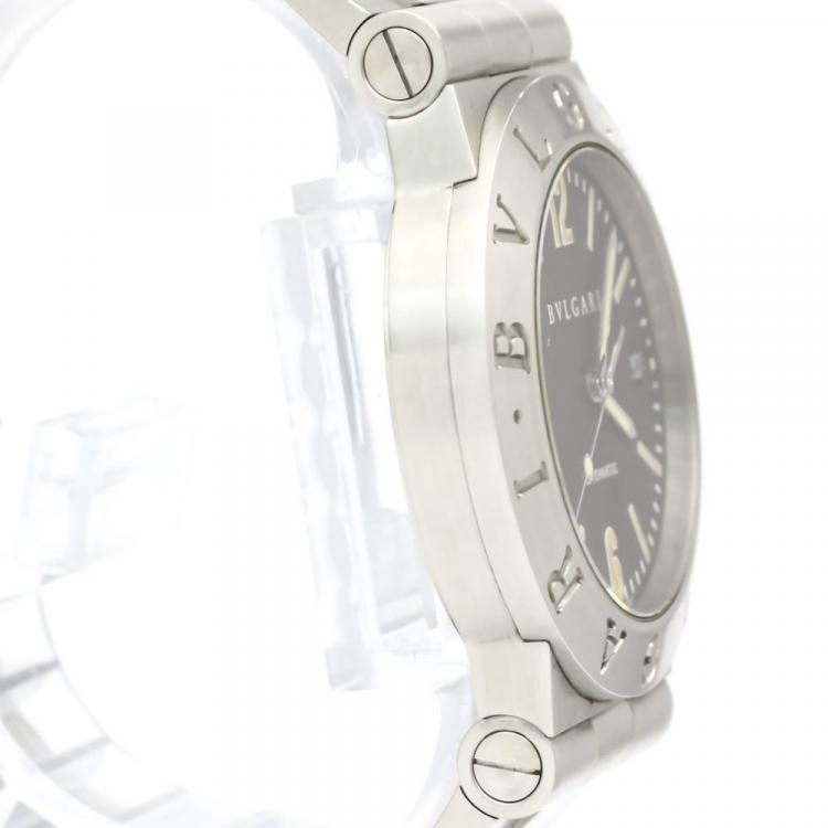 مملوكة مسبقًا Bvlgari Black Stainless Steel LC 35 S Diagono Automatic Men's Wristwatch 35 mm