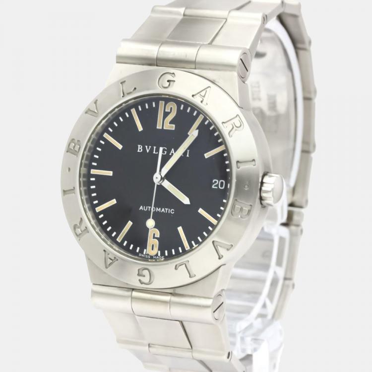 مملوكة مسبقًا Bvlgari Black Stainless Steel LC 35 S Diagono Automatic Men's Wristwatch 35 mm