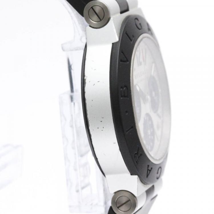 Pre Owned Bvlgari Silver Aluminium Diagono AC38TA Automatic Men's Wristwatch 38 mm