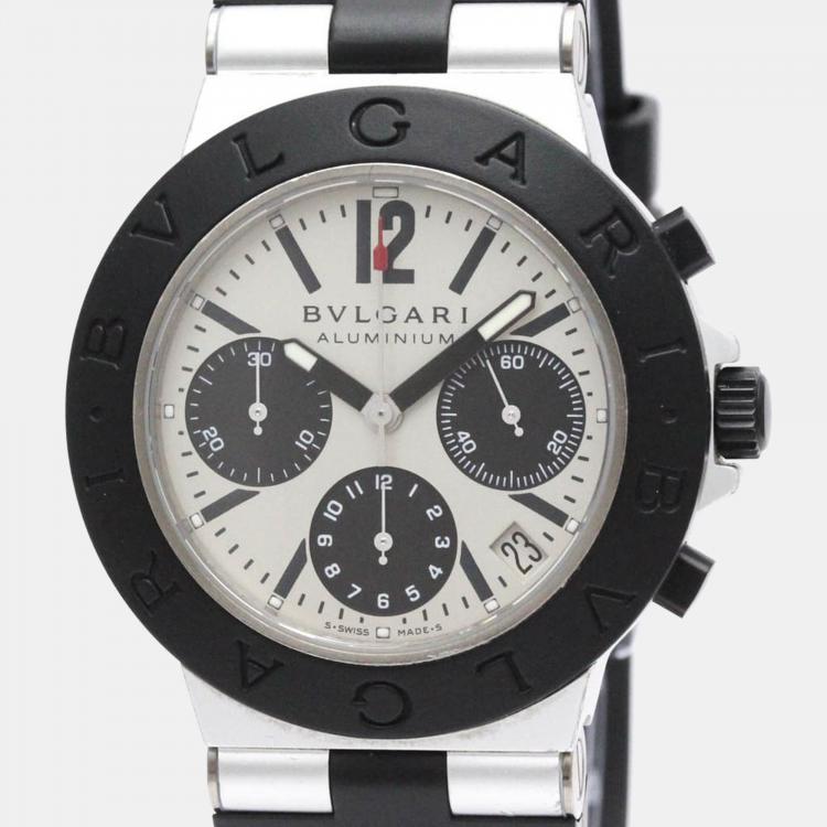 Pre Owned Bvlgari Silver Aluminium Diagono AC38TA Automatic Men's Wristwatch 38 mm