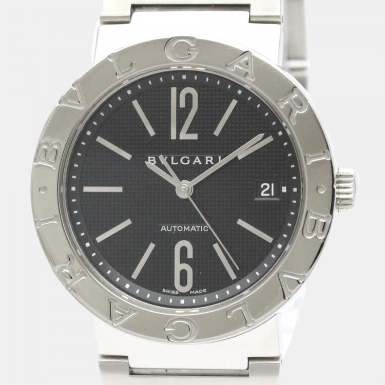 Pre Owned Bvlgari Black Stainless Steel Bvlgari Bvlgari BB38SS Automatic Men's Wristwatch 38 mm