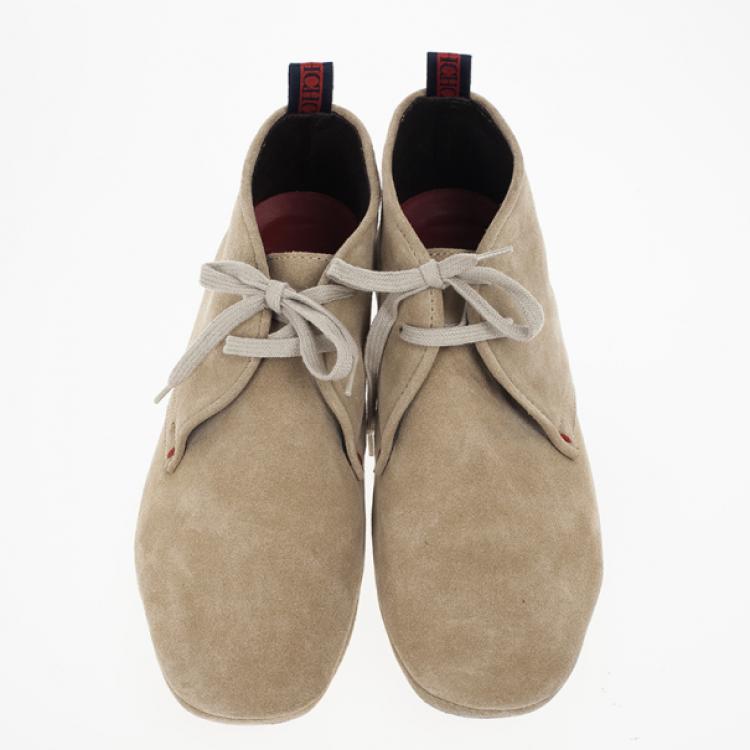 Pre Owned Carolina Herrera Beige Suede Lace Up Shoes Size 42