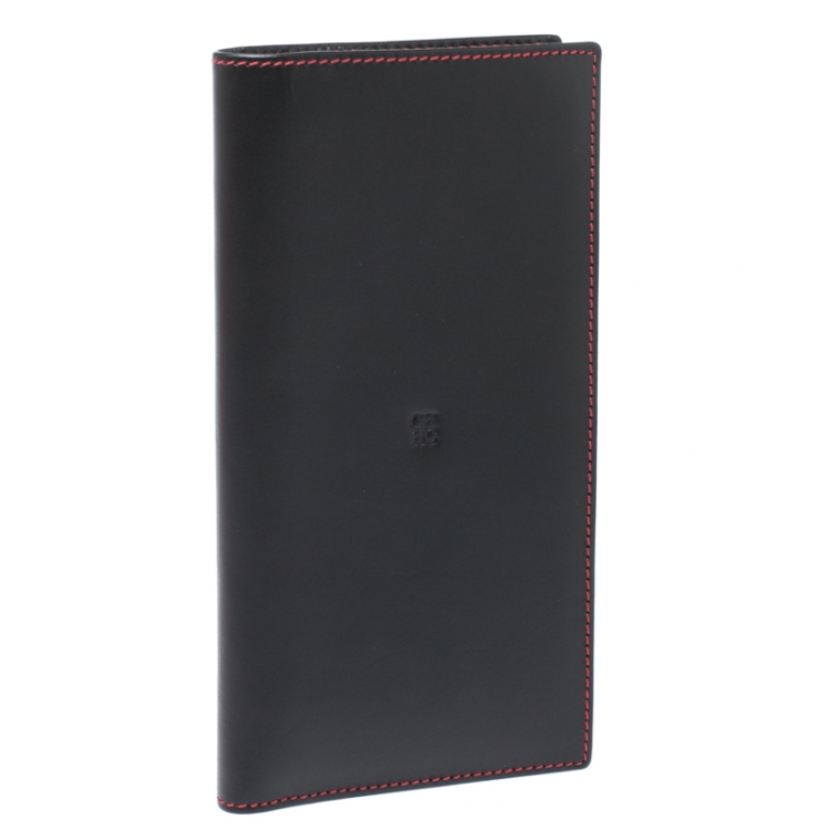 Pre Owned Carolina Herrera Black/Red Leather 18 CC Continental Wallet