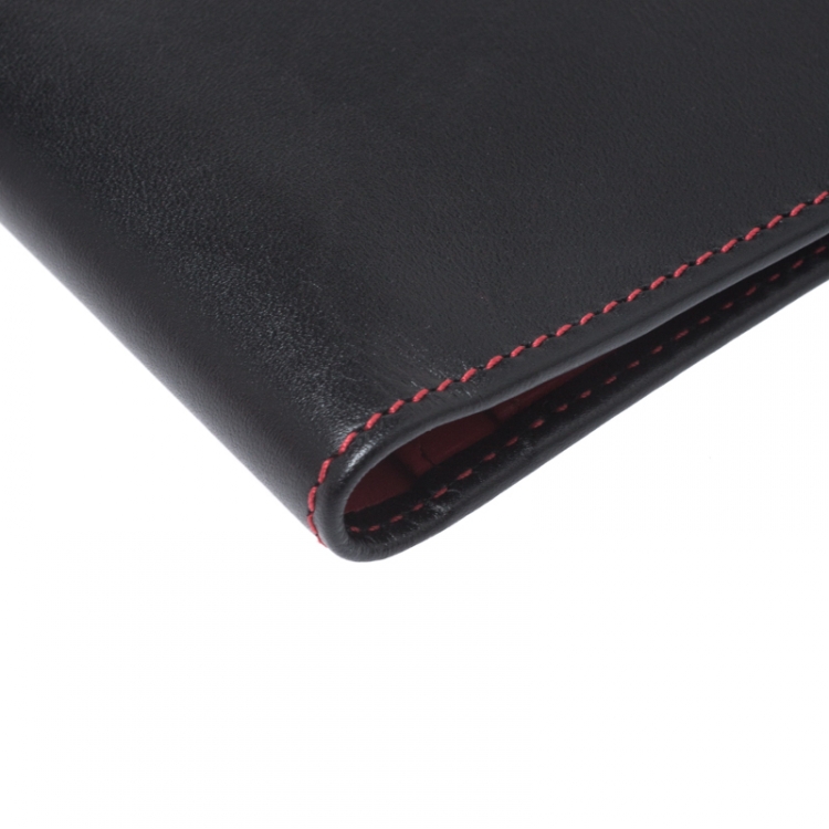 Pre Owned Carolina Herrera Black/Red Leather 18 CC Continental Wallet