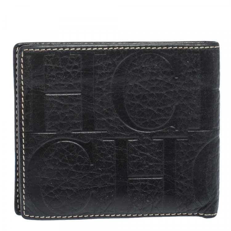 Carolina Herrera Black Monogram Leather Bifold Wallet Carolina Herrera ...