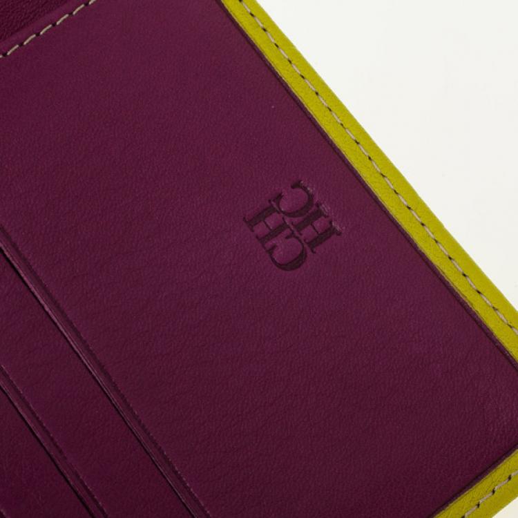 Pre Owned Carolina Herrera Yellow Monogram Compact Wallet
