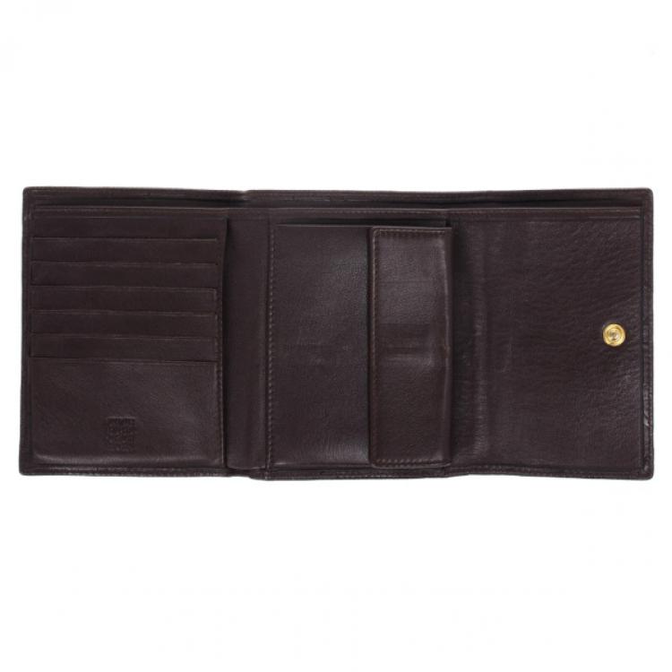Pre Owned Carolina Herrera Monogram Embossed Flap Wallet