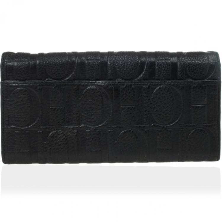 Pre Owned Carolina Herrera CH Black Leather Gigi Continental Wallet