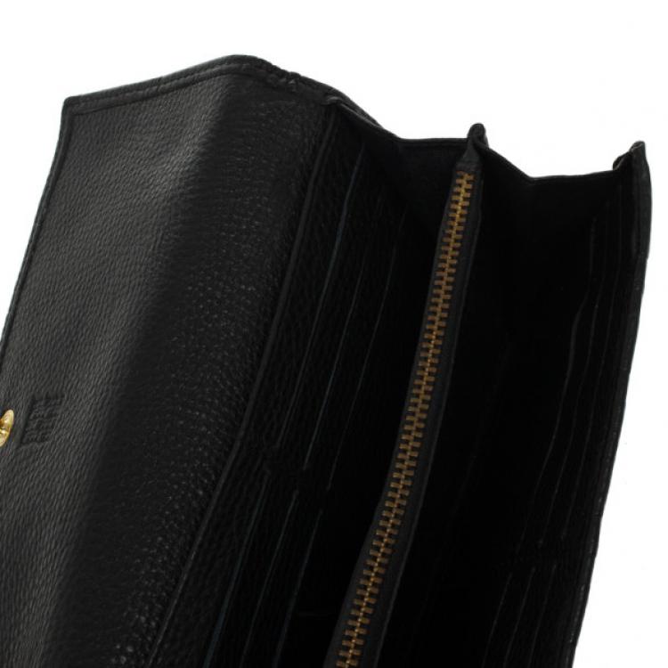 Pre Owned Carolina Herrera CH Black Leather Gigi Continental Wallet