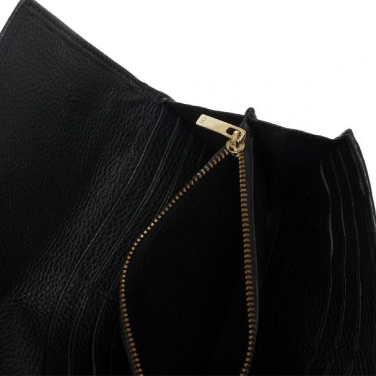 Pre Owned Carolina Herrera CH Black Leather Gigi Continental Wallet