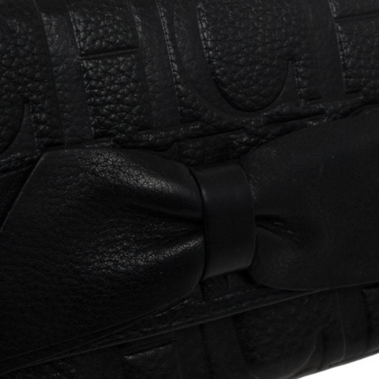 Pre Owned Carolina Herrera CH Black Leather Gigi Continental Wallet