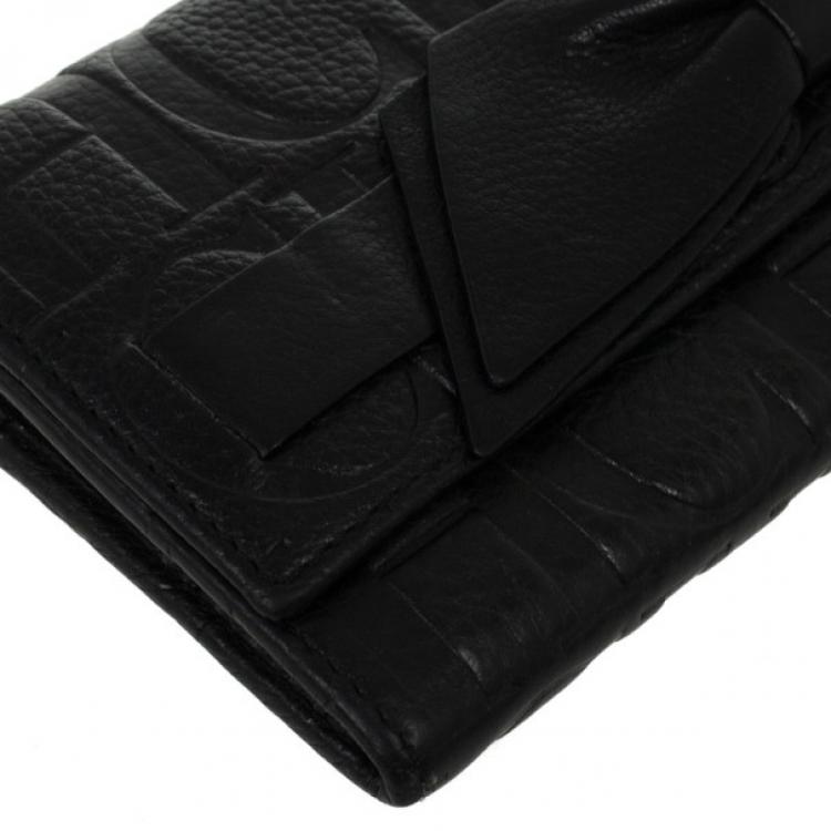 Pre Owned Carolina Herrera CH Black Leather Gigi Continental Wallet