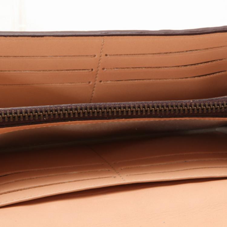 Pre Owned Carolina Herrera Blue Embossed Leather Continental Wallet