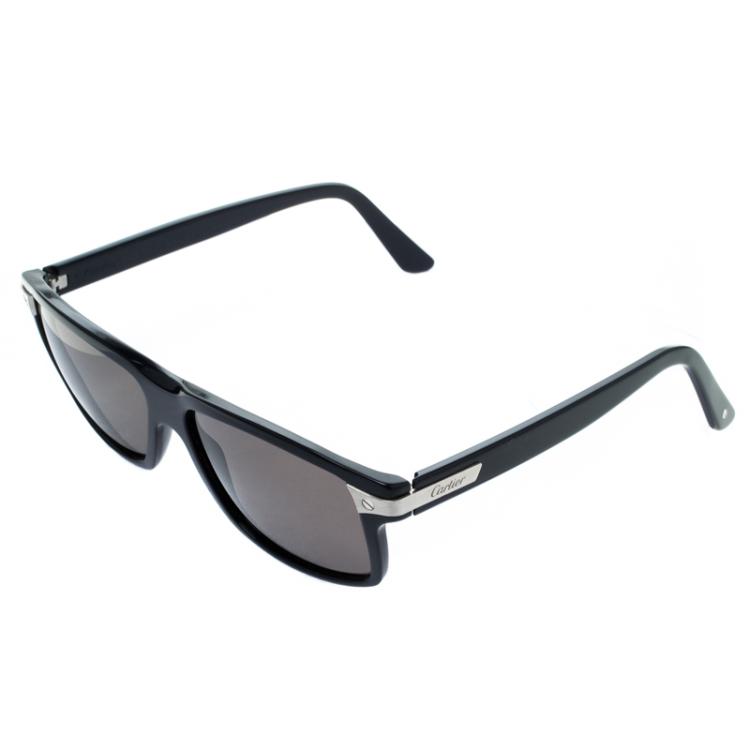 Pre Owned Cartier Navy Blue Santos De Cartier Wayfarer Sunglasses 