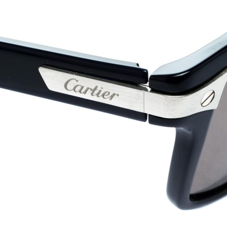 Pre Owned Cartier Navy Blue Santos De Cartier Wayfarer Sunglasses 