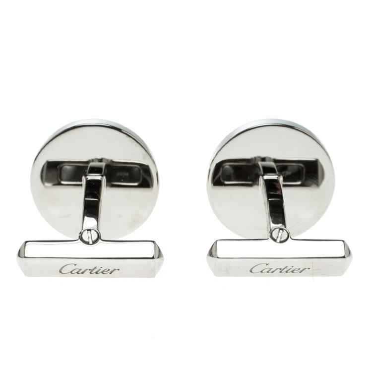 Pre Owned Cartier Middle East Exclusivities Mashrabiya Motif Nephrite Jade Silver Cufflinks