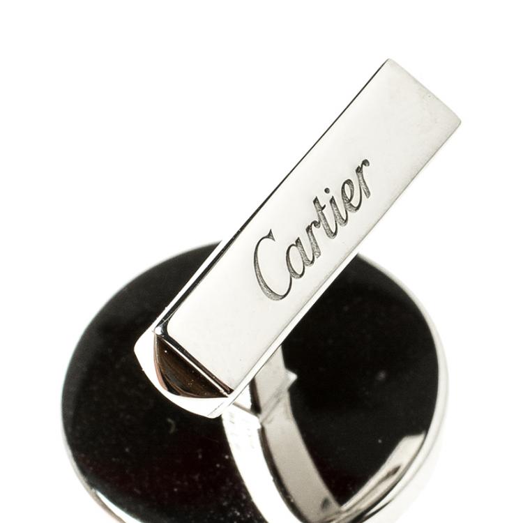 Pre Owned Cartier Middle East Exclusivities Mashrabiya Motif Nephrite Jade Silver Cufflinks