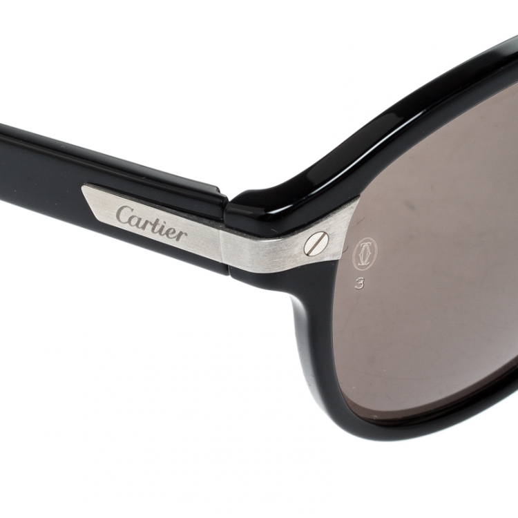 Pre Owned Cartier Black Cartier De Santos Aviator Sunglasses