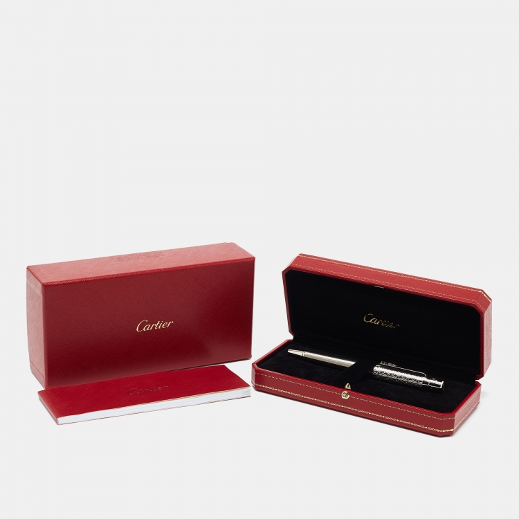 Pre Owned Cartier Santos De Cartier Palladium Finish Ballpoint Pen
