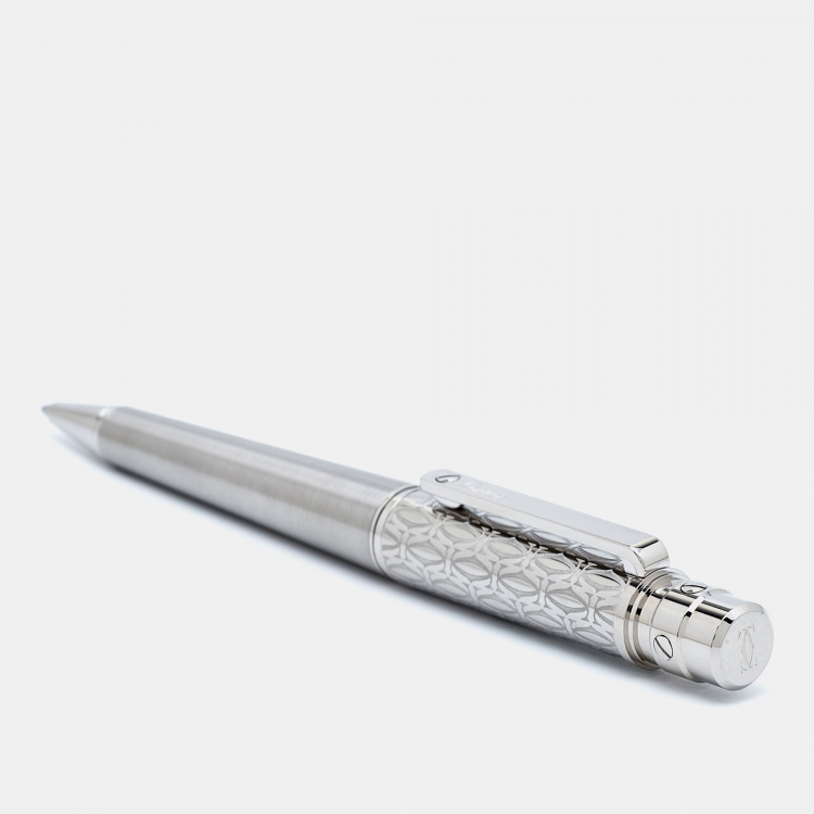 Pre Owned Cartier Santos De Cartier Palladium Finish Ballpoint Pen
