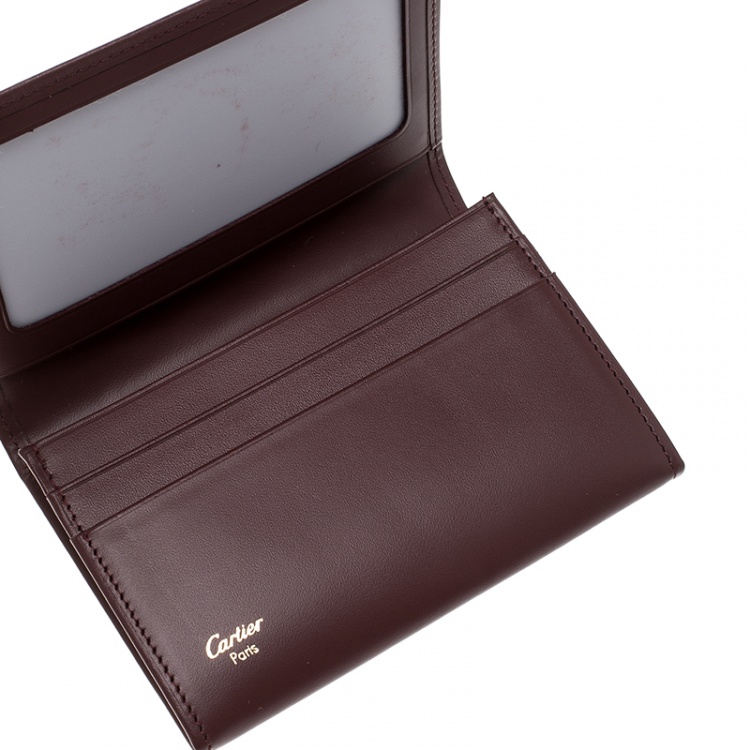 Pre Owned Cartier Burgundy Leather Must De Cartier Card Case