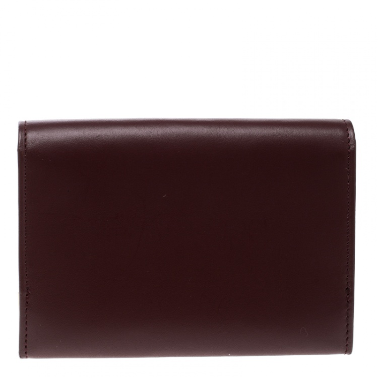 Pre Owned Cartier Burgundy Leather Must De Cartier Card Case