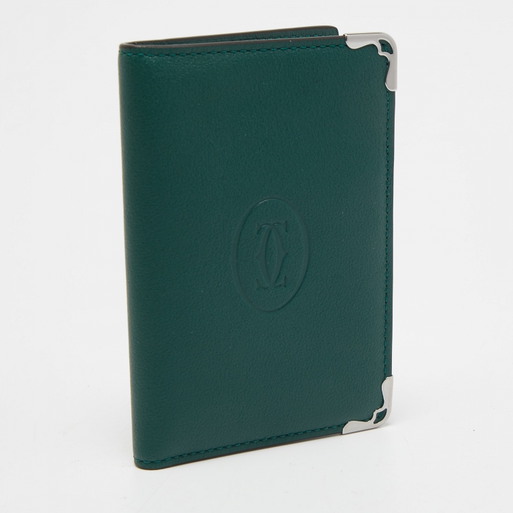 Pre Owned Cartier Green Leather Must De Cartier Card Holder