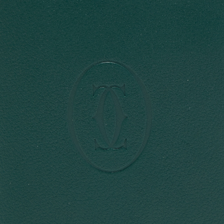 Pre Owned Cartier Green Leather Must De Cartier Card Holder