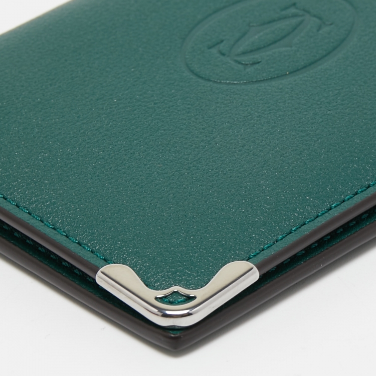 Pre Owned Cartier Green Leather Must De Cartier Card Holder