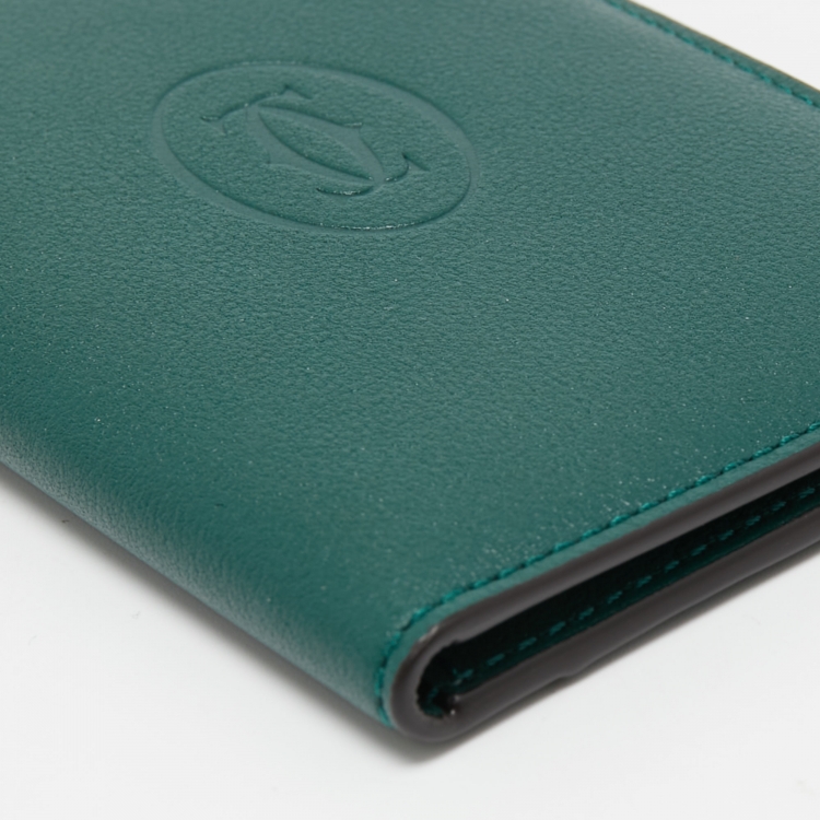 Pre Owned Cartier Green Leather Must De Cartier Card Holder