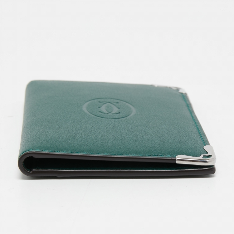 Pre Owned Cartier Green Leather Must De Cartier Card Holder