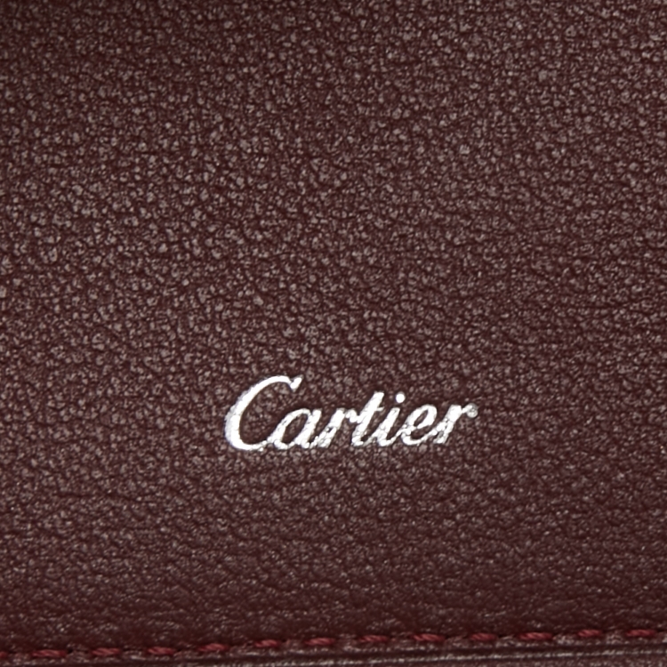 Pre Owned Cartier Black Leather Must De Cartier 6CC Bifold Wallet