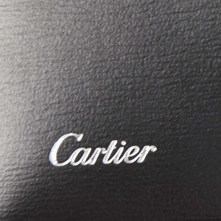 Pre Owned Cartier Black Leather Logo Bifold Wallet