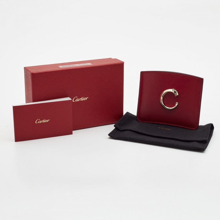 مملوكة مسبقًا Cartier Red Leather Panthère de Cartier Card Holder 