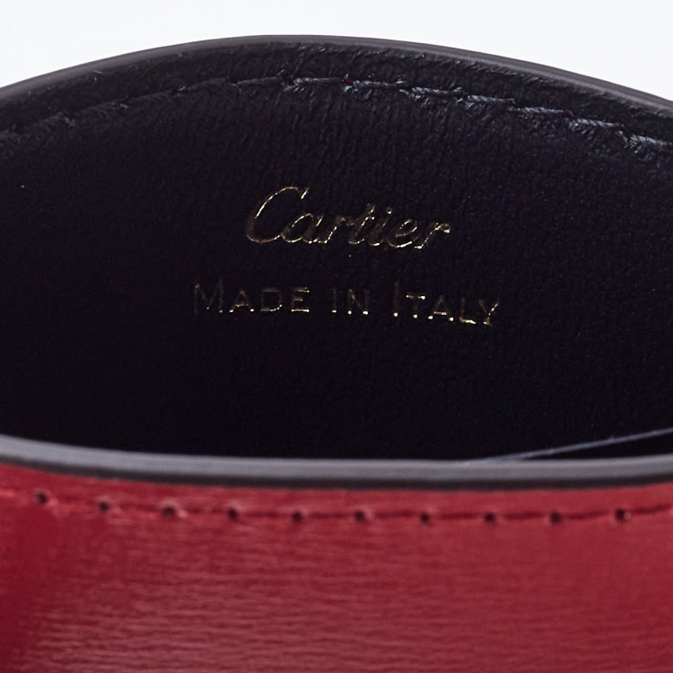 مملوكة مسبقًا Cartier Red Leather Panthère de Cartier Card Holder 