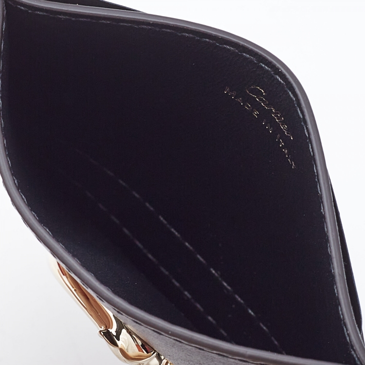 Pre Owned Cartier Black Leather Panthère de Cartier Card Holder 