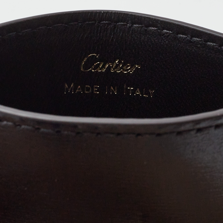 Pre Owned Cartier Black Leather Panthère de Cartier Card Holder 