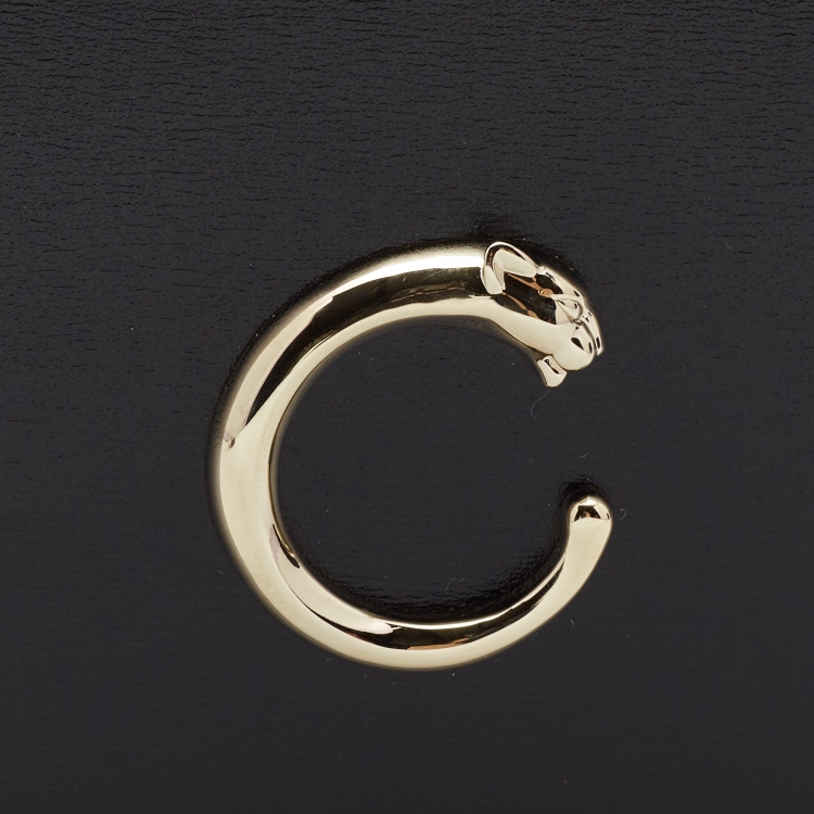 Pre Owned Cartier Black Leather Panthère de Cartier Card Holder 
