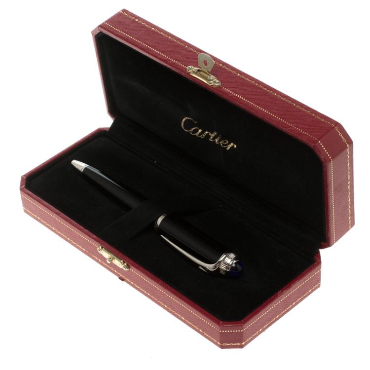 Pre Owned Cartier Roadster De Cartier Black Resin Palladium Finish Ballpoint Pen 