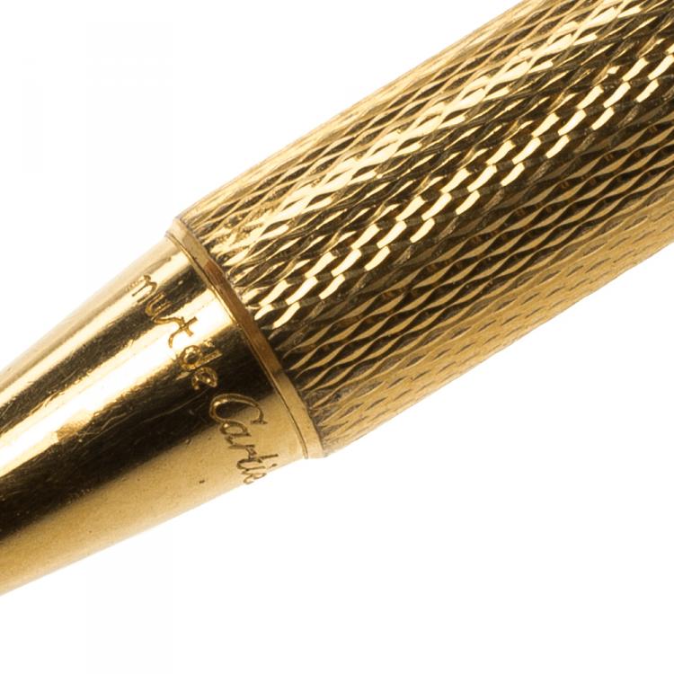 Pre Owned Cartier Must de Cartier Textured Gold Finish Ballpoint Pen