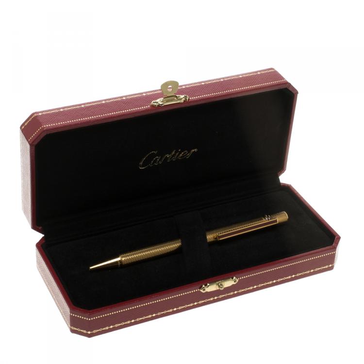 Pre Owned Cartier Must de Cartier Textured Gold Finish Ballpoint Pen