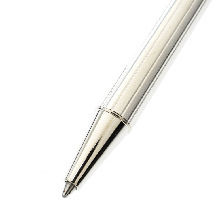 Pre Owned Cartier Textured Silver Tone Ballpoint Pen