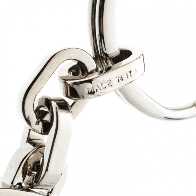 Pre Owned Cartier Pivoting Double C Decor Silver Tone Keyring