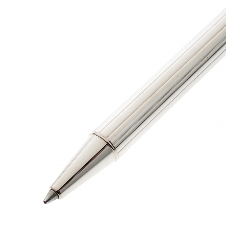 Pre Owned Cartier Textured Silver Tone Ballpoint Pen